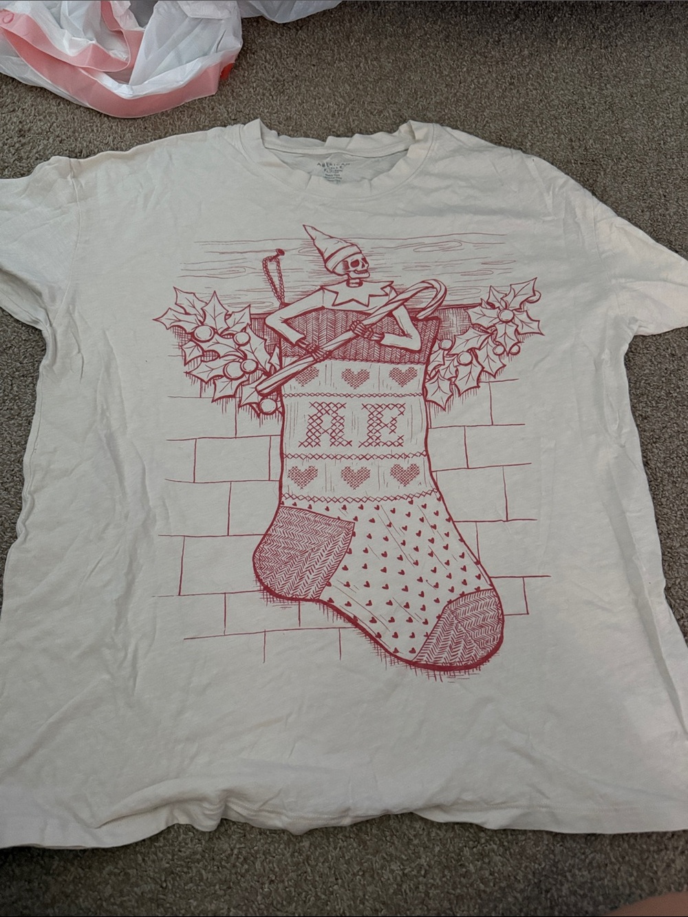 American Eagle Outfitters White Tee with Red Graphic